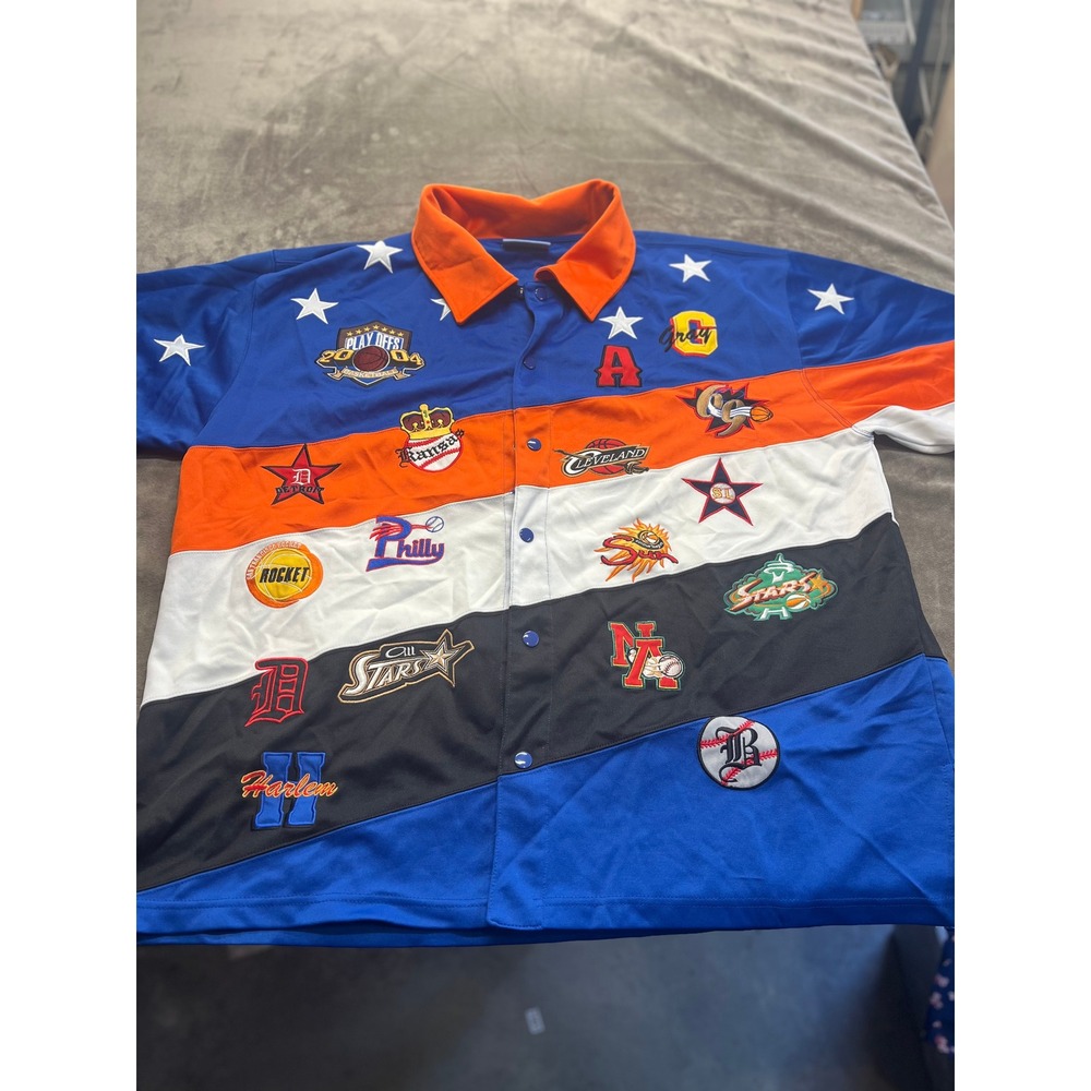 Harlem Street League Seals Unlimited Mens 2XL Blue Orange Patchwork Jersey Shirt